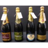 Three bottles of champagne and a bottle of Vouvray: G.H. Martell & Co. - Brut Prestige; Bricourt