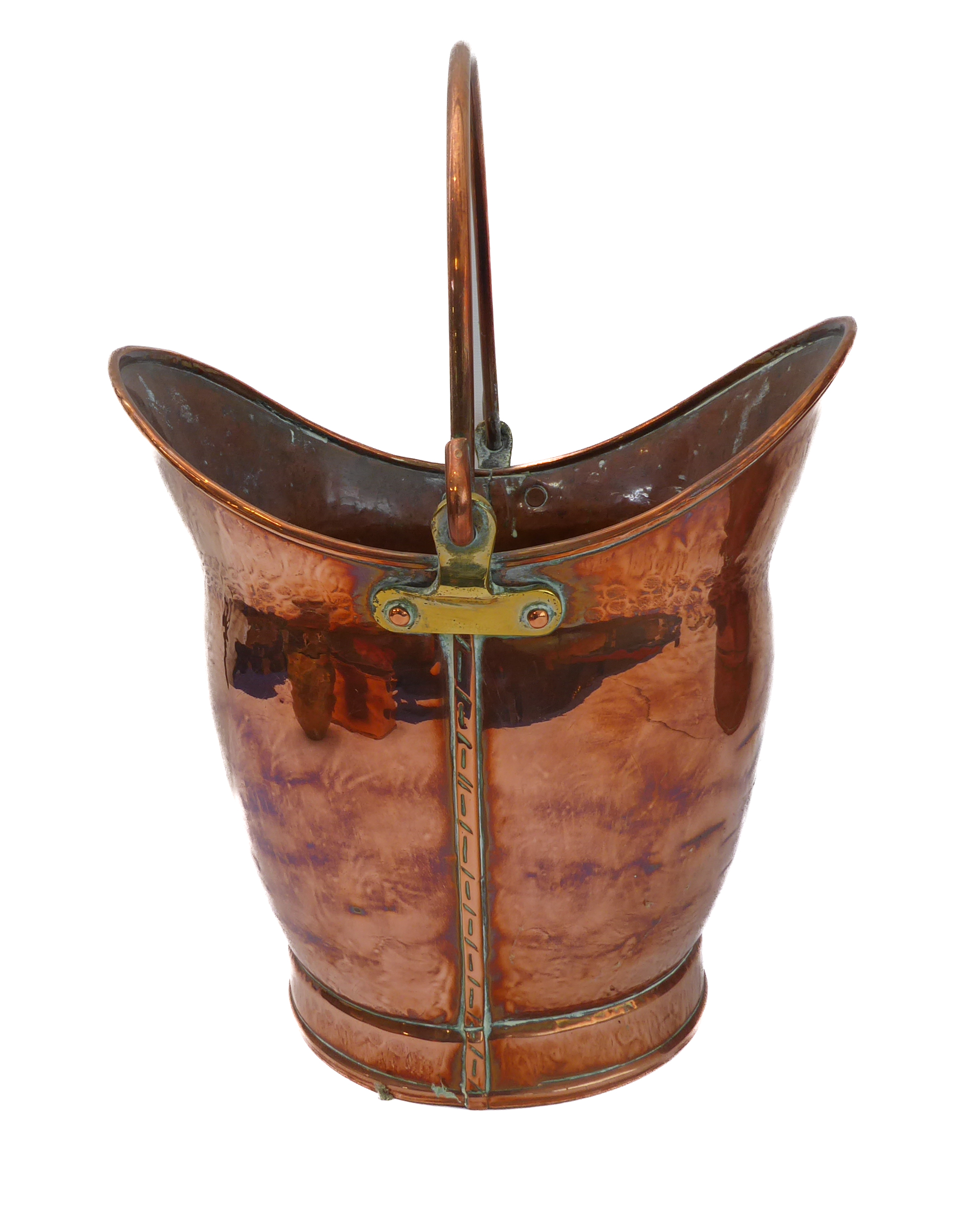 Five items of late 19th and early 20th century metalware: a copper pail with swing-handle; a tall - Image 4 of 7