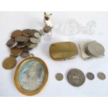 Interesting collectibles to include: a 19th century oval miniature portrait of a lady (crack to
