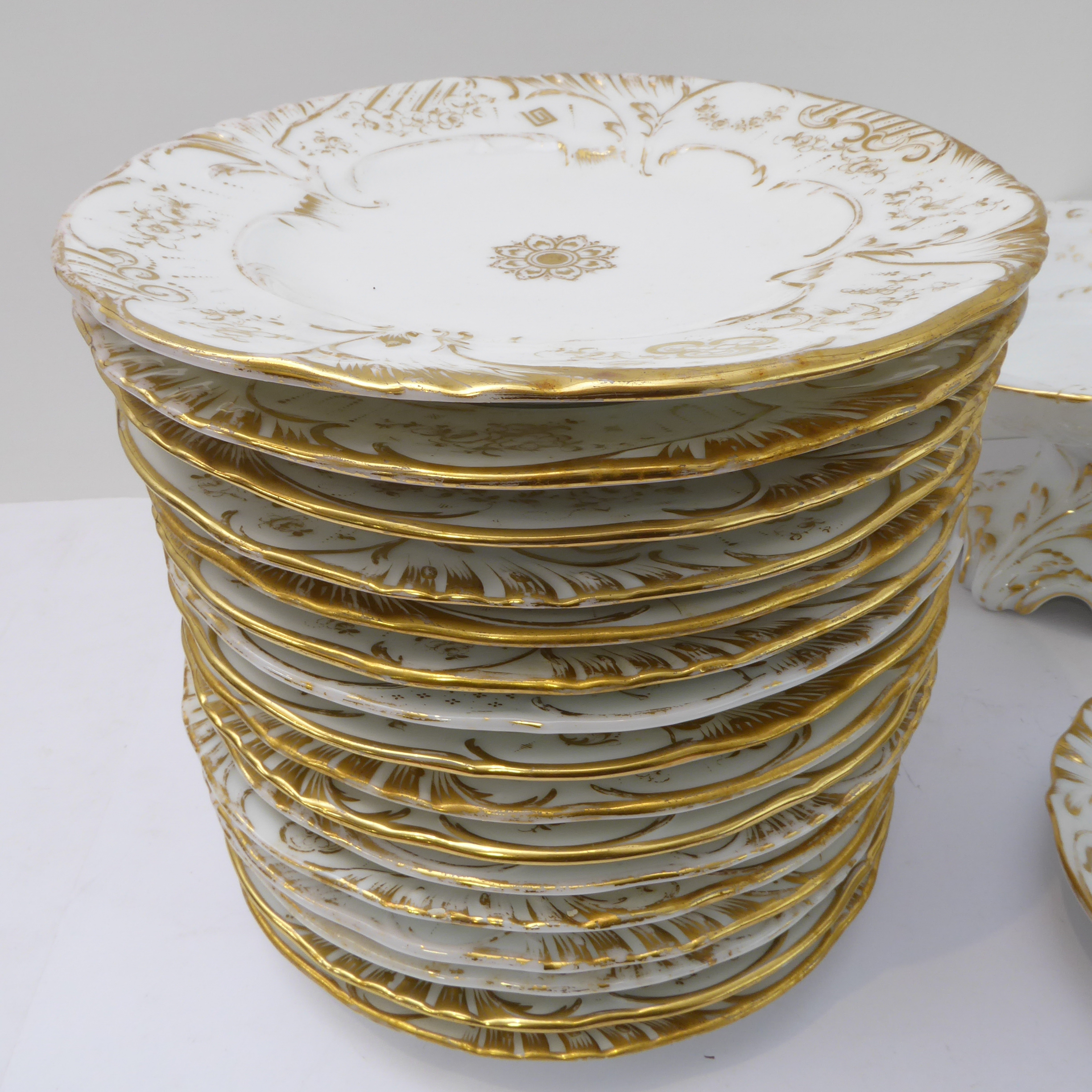 Two 19th century part-services:  1. the part dinner service comprising sixteen 23 cm dinner - Image 2 of 15