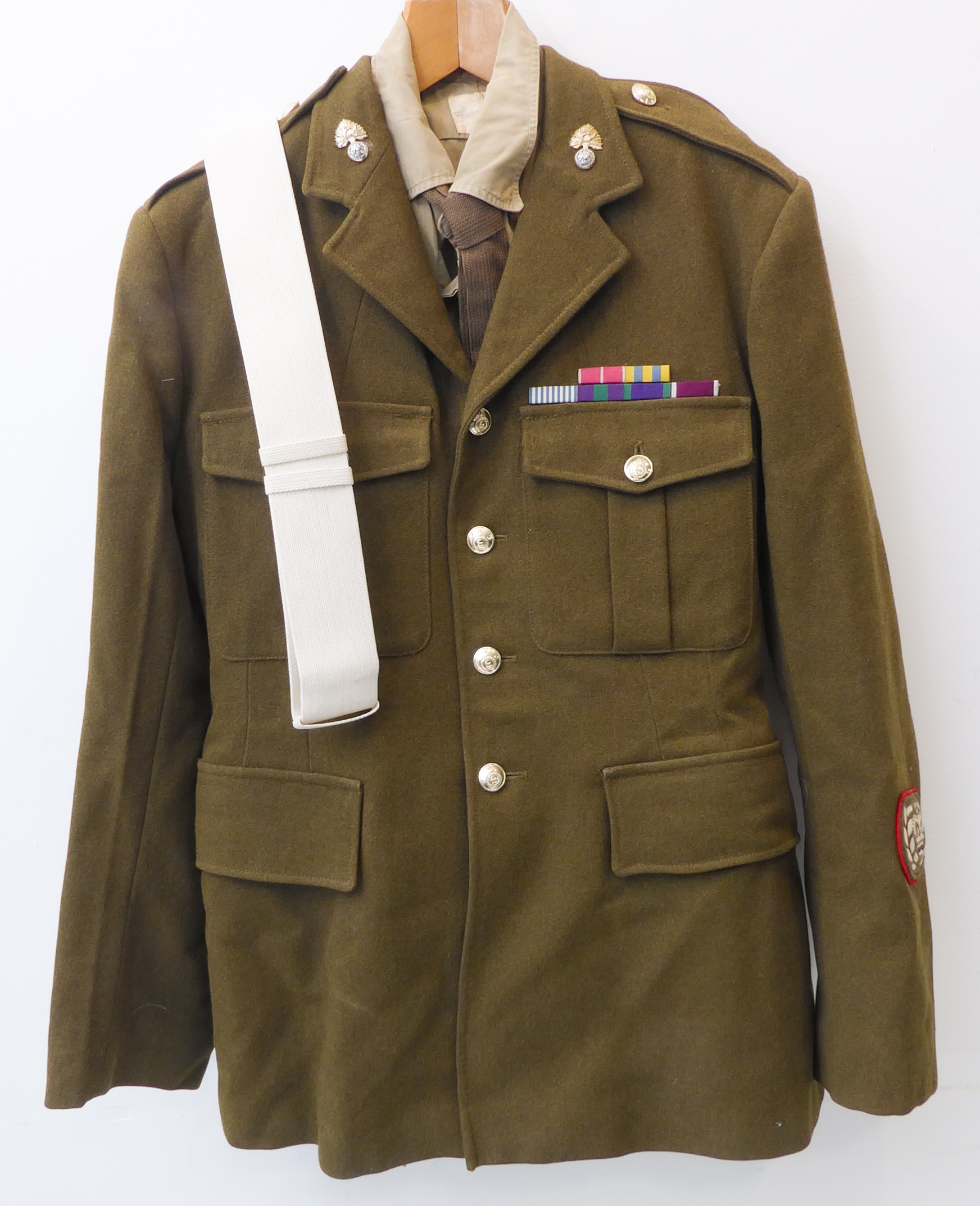 Articles of 1960s British Army uniform: a No. 2 Dress tunic, trousers and tunic-belt (missing - Image 2 of 12