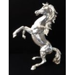 A Valeriti & Co. Italian silver-plated rearing stallion with flared nostrils and flowing mane. (44