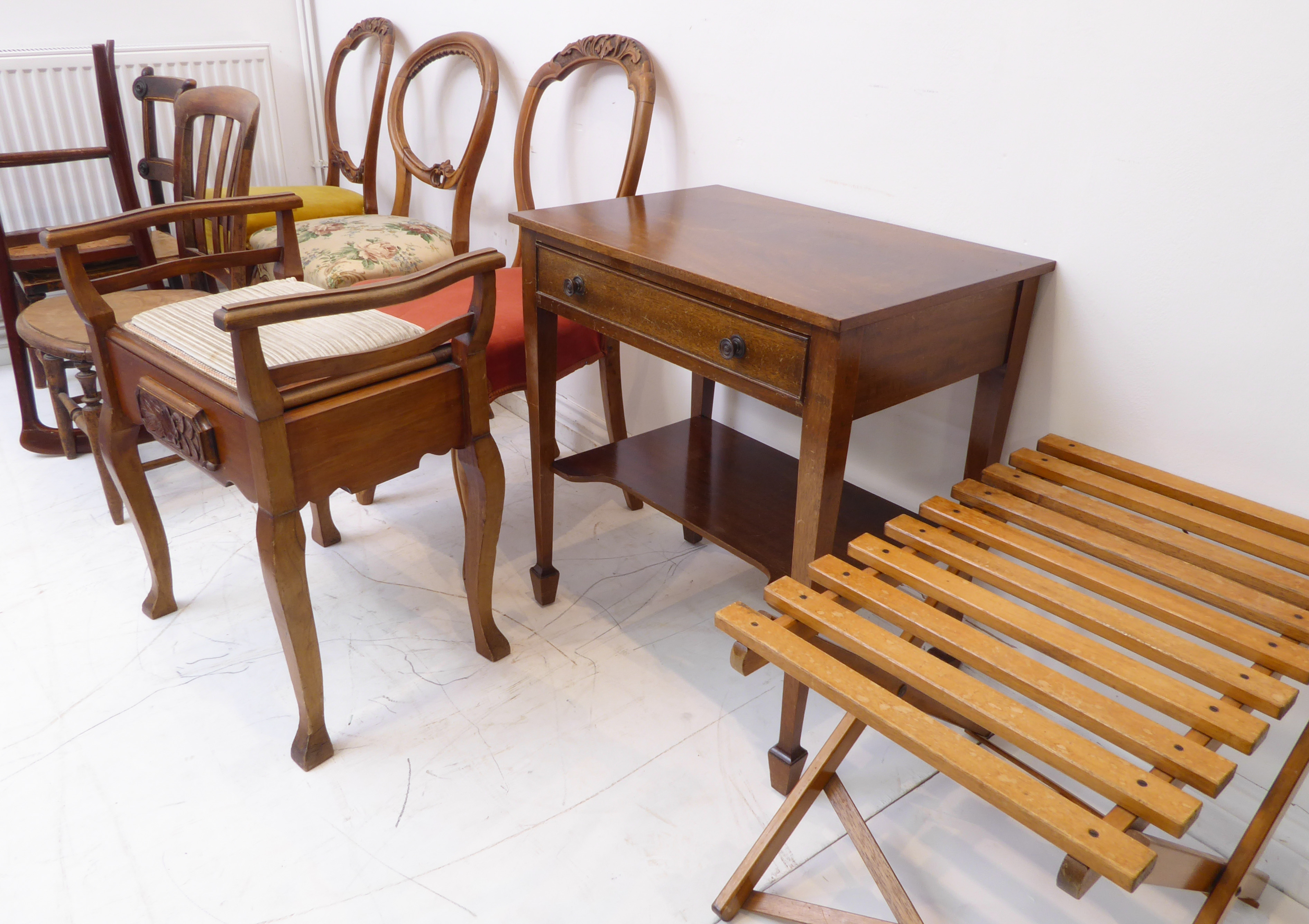 A selection comprising: an early 19th-century-style (later) mahogany occasional table with single