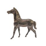 A solid silver model of a prancing mare: maker's mark EB, assayed London 1972, (8 cm long x 9.25