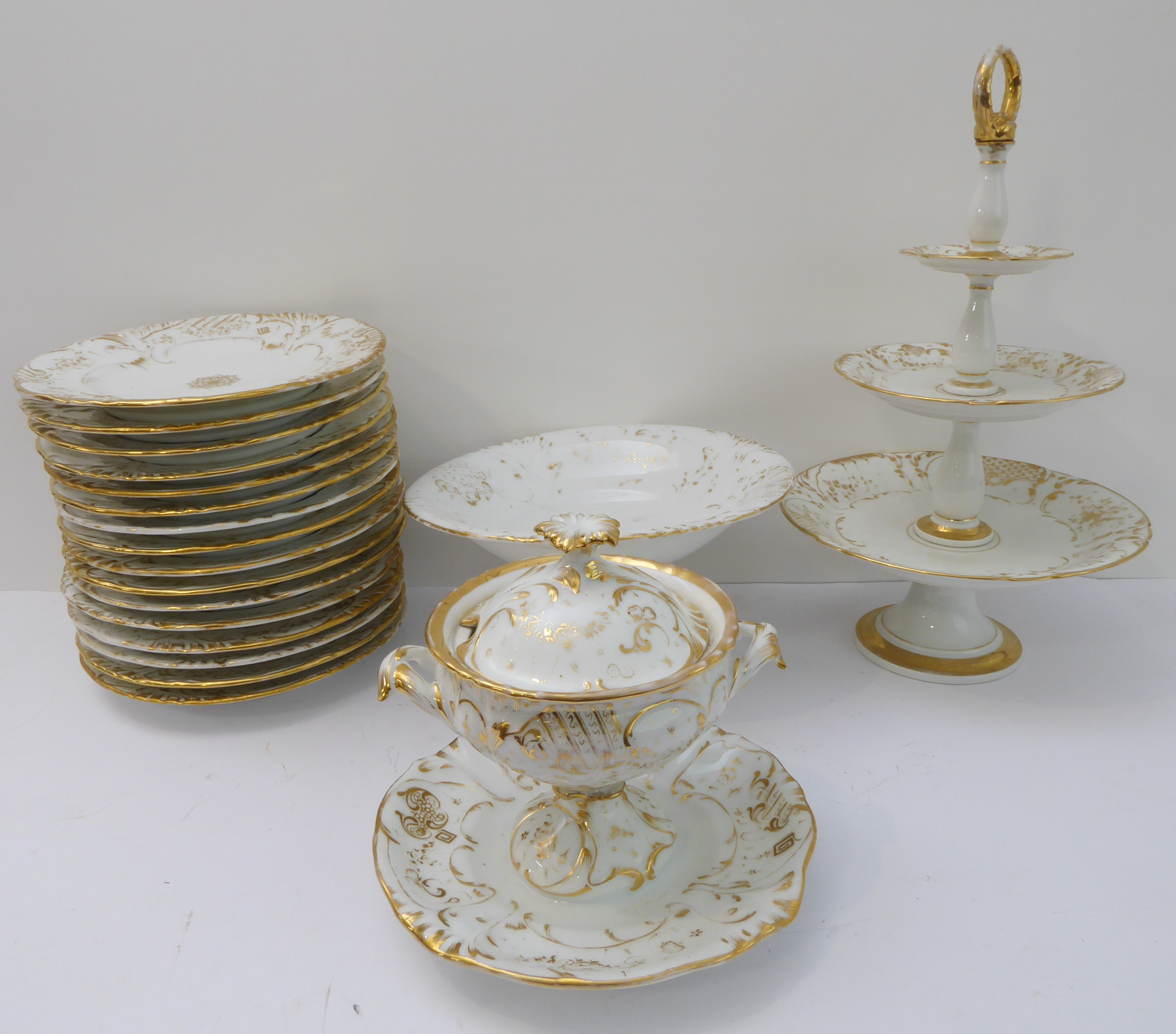 Two 19th century part-services:  1. the part dinner service comprising sixteen 23 cm dinner