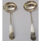 A pair of hallmarked silver ladles, probably by Peter and William Bateman, assayed London 1811.