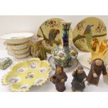 An interesting selection of ceramics to include: a  set of four 19th century comports; a 19th