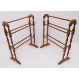 A pair of 19th century style (later modern reproduction) stained wood towel rails (62cm wide x 77.