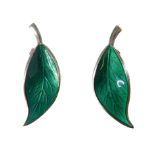 A pair of Norwegian silver and green enamel earrings marked Willy Winaess for David Anderson