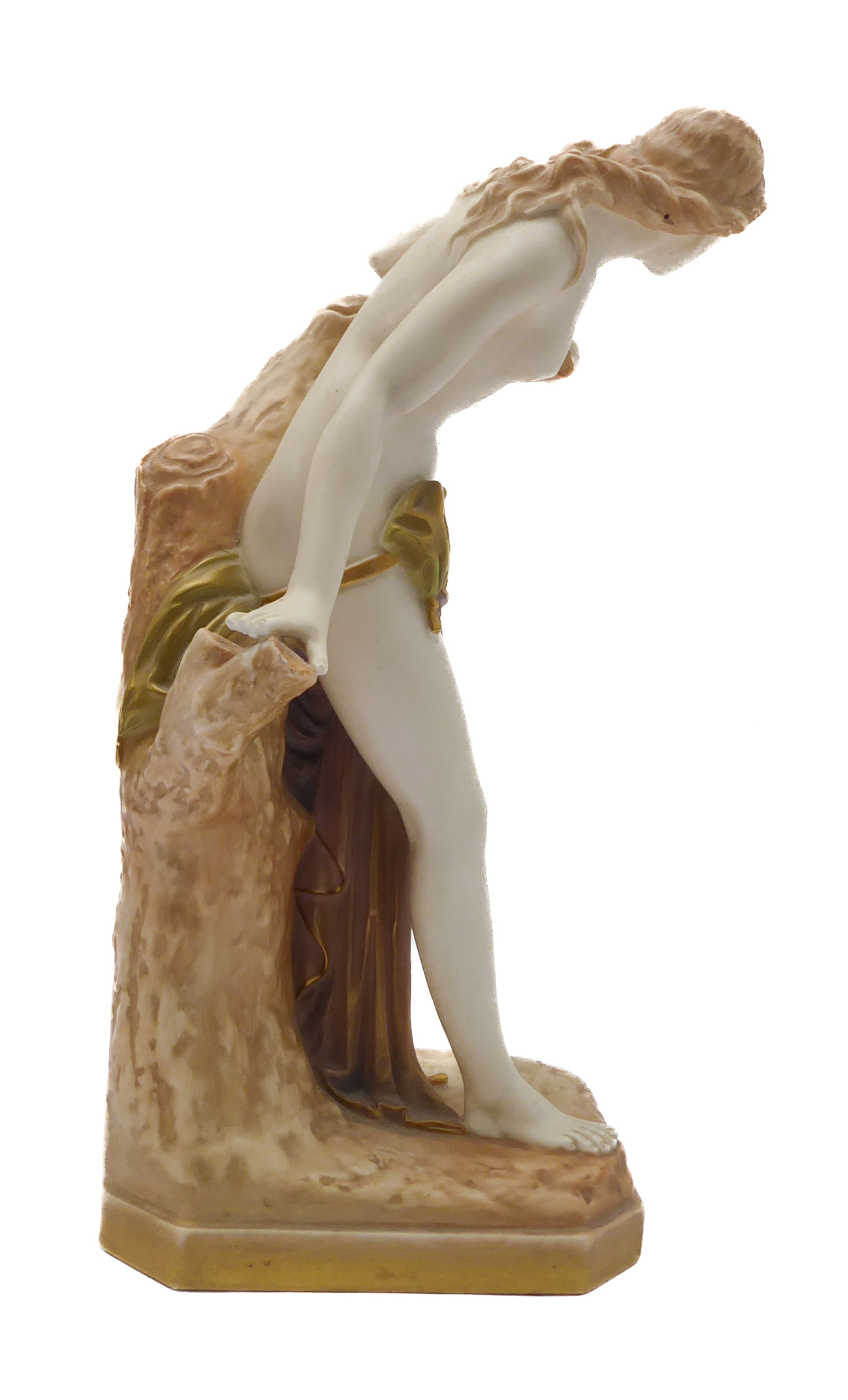 An early 20th century Royal Worcester porcelain figure 'The Bather Surprised': modelled after Sir - Image 2 of 7