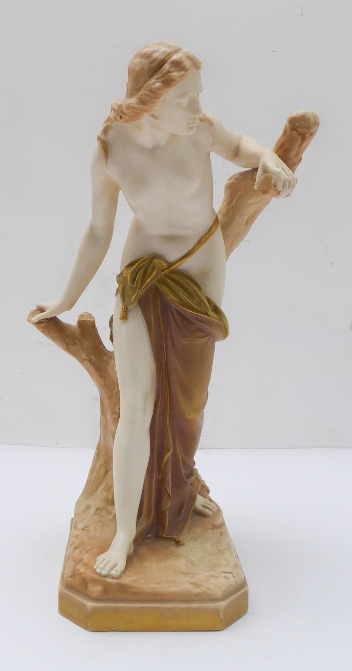 An early 20th century Royal Worcester porcelain figure 'The Bather Surprised': modelled after Sir