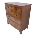 An early 19th century mahogany chest: two half-width over three full-width graduated drawers with