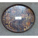 OVAL MAHOGANY BUTLERS TRAY WITH INLAID DECORATION.