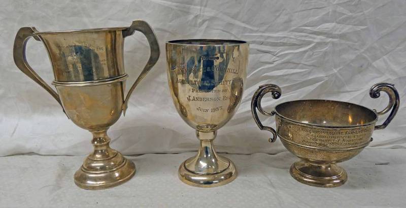 3 SILVER ABERDEENSHIRE AGRICULTURAL TROPHIES : MARNOCH & CORNHILL SOCIETY,