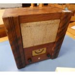 WAR TIME CIVILIAN WIRELESS RECEIVER IN WOODEN CRATE FINISH 34CM TALL