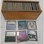 MAGIC LANTERN GLASS SLIDES TO INCLUDE TELESCOPES, GEOGRAPHY,