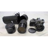 NIKON FM SLR CAMERA WITH AUTO WIDE ANGLE VIVITAR F/2.5 28MM LENS WITH CAP. SERIAL NO.2440452.