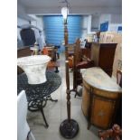 MAHOGANY STANDARD LAMP WITH TURNED COLUMN.