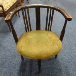 EARLY 20TH CENTURY TUB CHAIR ON TURNED SUPPORTS,