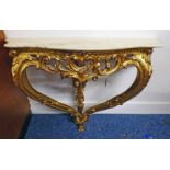 20TH CENTURY GILT WALL MOUNTED PIER TABLE WITH CARVED DECORATION 69CM TALL