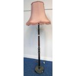 OAK STANDARD LAMP WITH TURNED COLUMN,