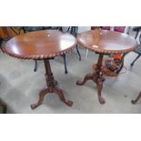 PAIR OF CIRCULAR MAHOGANY FLIP TOP PEDESTAL TABLES.