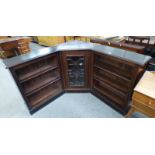 3 PART MAHOGANY BOOKCASE WITH SHELVED INTERIOR & CORNER SECTION WITH ASTRAGAL GLASS DOOR,