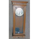 OAK ARTS & CRAFTS STYLE WALL CLOCK WITH CIRCULAR DIAL,