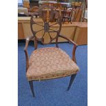 LATE 19TH CENTURY MAHOGANY WHEELBACK OPEN ARMCHAIR ON TAPERED SUPPORTS