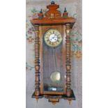 WALNUT CASED VIENNA STYLE WALL CLOCK 119CM TALL