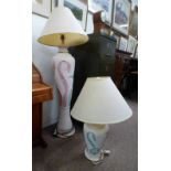 POTTERY FLOOR STANDING LAMP & MATCHING TABLE LAMP Condition Report: Both are