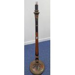 ARTS & CRAFTS STANDARD LAMP WITH PAINTED FLORAL DECORATION 140CM TALL