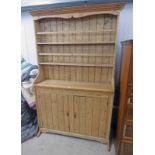 PINE DRESSER WITH GALLERY BACK OVER 2 CUPBOARD DOORS - 198CM TALL Condition Report: