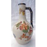 ROYAL WORCESTER BLUSH IVORY FLORAL DECORATED EWER WITH BAMBOO EFFECT HANDLE - 26 CM TALL