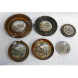 6 X 19TH CENTURY PRATTWARE POT LIDS