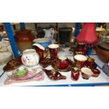 SELECTION OF VARIOUS CARLTON WARE ROUGE ROYALE INCLUDING VASES, DISHES, ETC, POOLE POTTERY JUG,