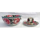 WEMYSS WARE SPONGE BOWL DECORATED WITH ROSES RETAILED BY T.