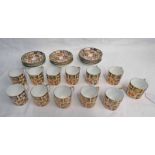 SET OF 12 ROYAL CROWN DERBY IMARI PATTERN COFFEE CANS & SAUCERS