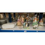 GOOD SELECTION OF 10 19TH CENTURY STAFFORDSHIRE FIGURES ON 1 SHELF