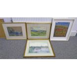 FRAMED WATERCOLOUR GENERAL VIEW OF OXFORD SIGNED H HUGHES RICHARDSON - 21CM X 34CM,