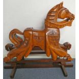 LATE 20TH CENTURY CARVED WOODEN ROCKING HORSE BY IAIN MCINTOSH RSA 130CM TALL X 153CM
