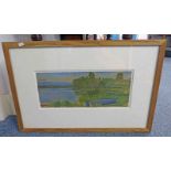 DAVID CALDWELL, BOAT BY LAKE, SIGNED WITH LABEL - CYRIL GERBER FINE ART, FRAMED OIL PAINTING,