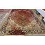 RED GROUND MIDDLE EASTERN CARPET 375 X 295CM Condition Report: Heavily faded to one