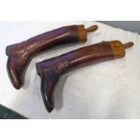 PAIR OF LEATHER RIDING BOOTS WITH WOODEN BOOT TREES Condition Report: heel to toe 28.