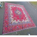 LARGE RED GROUND PERSIAN CARPET WITH BESPOKE MEDALLION DESIGN WITH UNIQUE BORDERS,