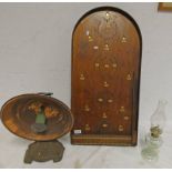 BAGATELLE BOARD, COPPER & METAL LAMP,