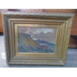 WALLER HUGH PATON SUNSET LANDSCAPE SIGNED GILT FRAMED WATERCOLOUR 22 CM X 32 CM