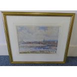 G MCDONALD, FISHING AT STONEHAVEN, SIGNED & DATED 1887, FRAMED WATERCOLOUR,