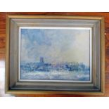 WH FORD BUNSAY IN WINTER SIGNED FRAMED OIL PAINTING 25 CM X 34 CM