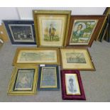 2 FRAMED PICTURES OF ROBERT BURNS & VARIOUS OTHER ENGRAVINGS